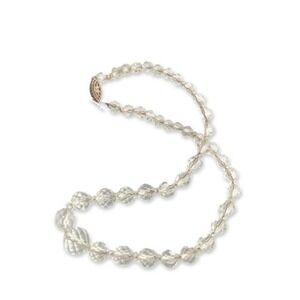 VINTAGE Faceted Rock Crystal Sterling Silver Bead Chocker Necklace